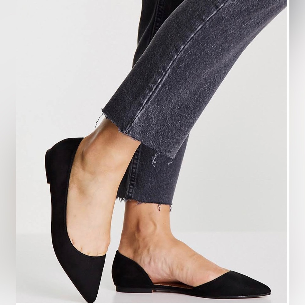 NWT Wild Pair Womens Mabel Faux Suede D'Orsay Ballet Flats Black 9.5 Medium